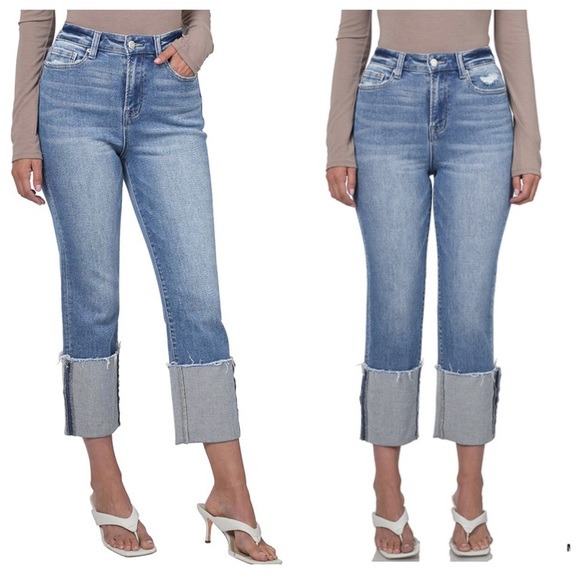 39Chic High Waist Cuffed Jeans - Picture 2 of 2